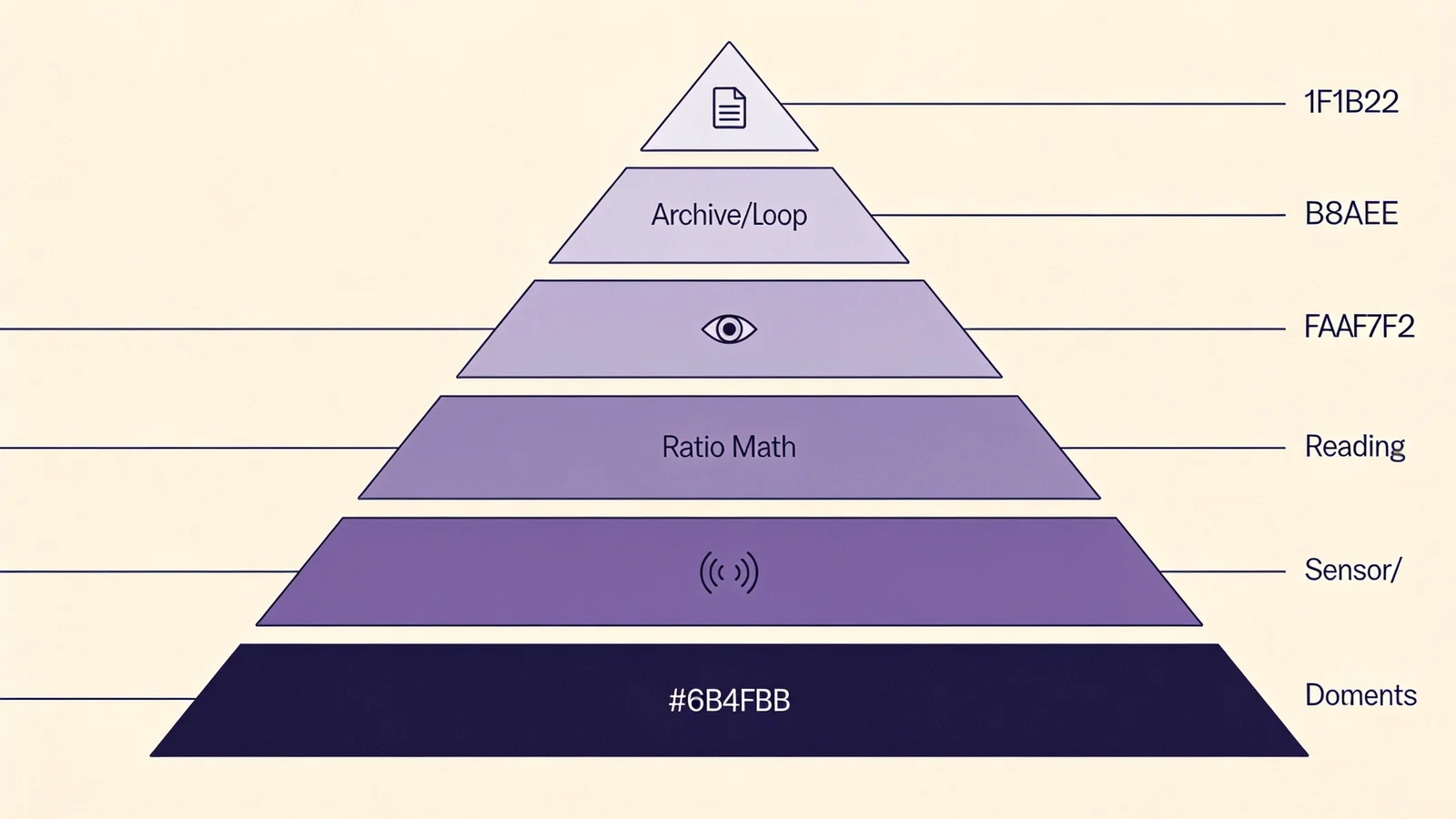 Diagrama editorial com as cinco camadas do setor de vendas vertical forecast dispostas em pirâmide com estágio canônico na base e memória longitudinal no topo